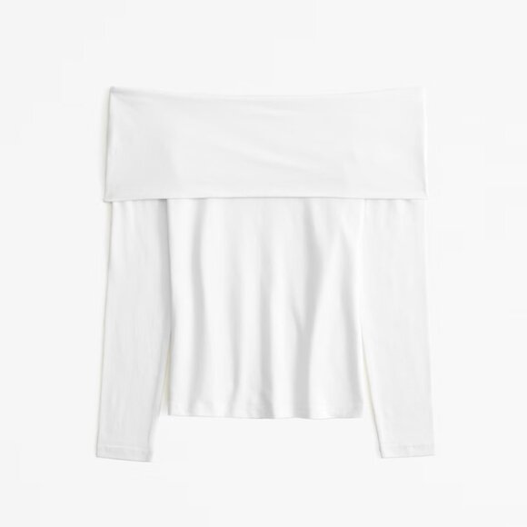 Abercrombie Long-Sleeve Seamless Tuckable Off-The-Shoulder Top - Picture 1 of 6